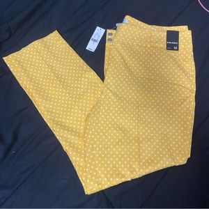 SIZE 14 NEW YORK AND CO YELLOW POLKA DOT PRINT PANTS